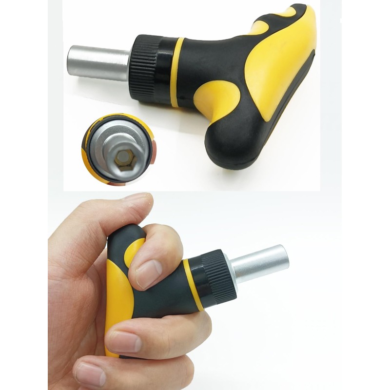 Ratchet Screwdriver, 1/4 T Handle Ratchet Driver,Mini Ratcheting Bit Driver
