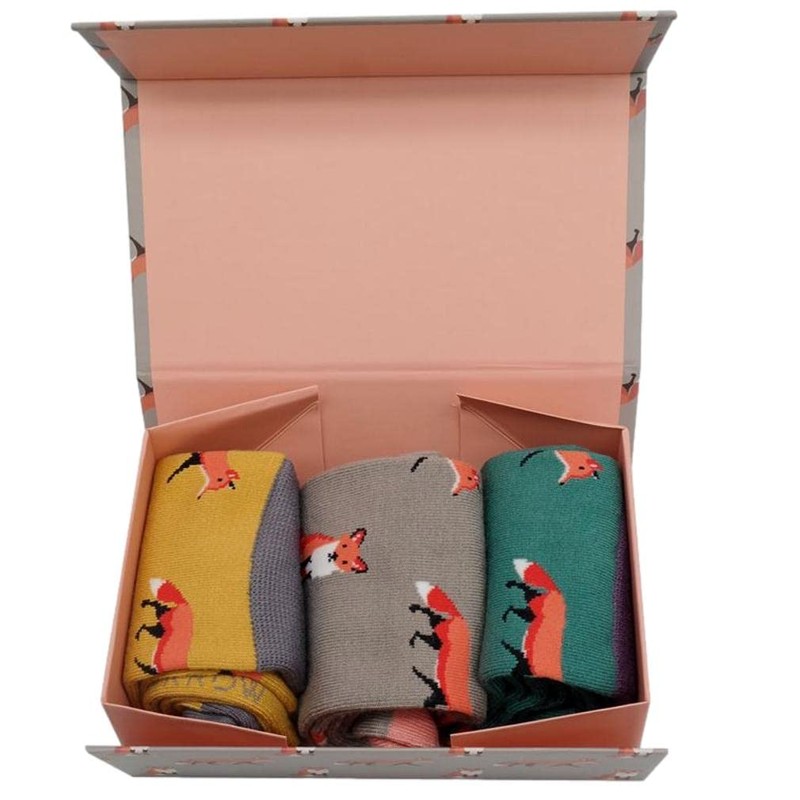 Purple Possum® Fox Socks Gift Box 3 Pair Pack Ladies