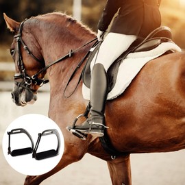 Toyosport 2 Pcs Carbon Steel Nickel-Plated Half-Side Stirrups for Saddle, Peacock Stirrups, Anti-Tangle Horse Riding Accessories for Beginners