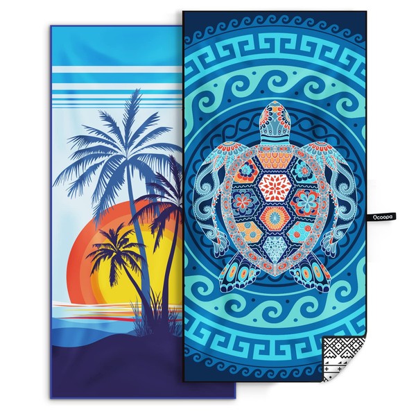 OCOOPA Microfiber Beach Towel Fast Drying, Extra Large 71" x 32" Sand Free Beach Towel Super Lightweight Towels for Swimming Pool, Camping, Picnic, Yoga Gym Sports