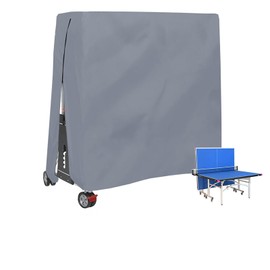 Table Tennis Table Cover, Waterproof 210D Oxford Table Tennis Cover, Weatherproof Table Tennis Cover with Windproof Drawstring, Tear-Resistant Protective Cover for Indoor and Grey 165 x 70 x 185 cm