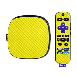 MightySkins Carbon Fiber Skin Compatible with Roku Ultra HDR 4K Streaming Media Player (2020) - Solid Yellow | Protective, Durable Textured Carbon Fiber Finish | Easy to Apply | Made in The USA
