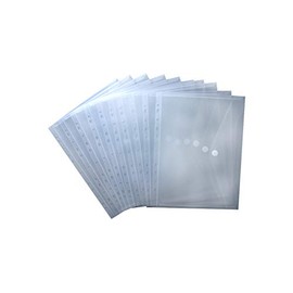 EXXO by HFP 35361 Document Folders Transparent Natural A4 Document Folder for Filing with Euro Punched Edge, Flap and Velcro Fastening Pack of 10 310 x 235 mm Transparent Naur