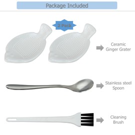 EIKS 2 Pack Ceramic Grater Dish with Small Size Fish Shaped for Grinding Wasabi Ginger Garlic Carrot Fruits Vegetables, Used for Home Kitchen Cooking Preparation