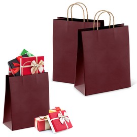 Paper Shopping Bags 8 x 4.75 x 10.5 Violet paper bags 8 x 4 3/4 x 10 1/2 by Amiff. Pack of 50 Purple Retail bags. Kraft carrier bags with handles for Shopping, Merchandise, Grocery. Strong, Reusable.