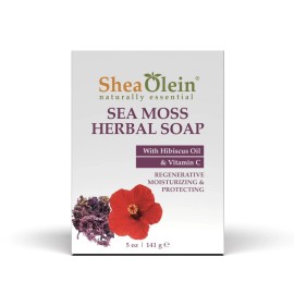 Shea Olein Sea Moss Herbal Soap with Hibiscus Oil & Vitamin C, 6-pack