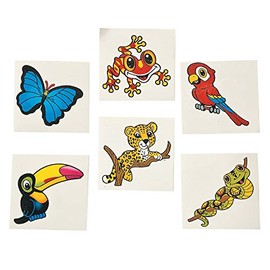 Fun Express RAIN FOREST FRIENDS TATTOOS (6DZ) - Apparel Accessories - VBS Vacation Bible School Supplies/Decor - 72 Pieces