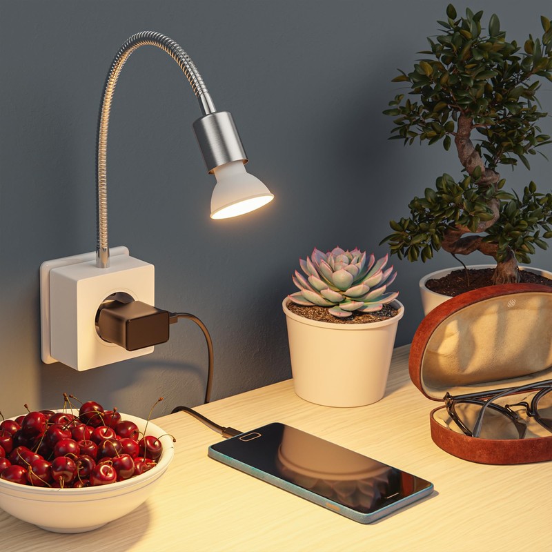 ledscom.de LESCH Reading Lamp Socket Lamp Chrome / White with