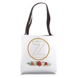 Letter Z Initial Floral Monogram with Hand Heart Gesture Tote Bag