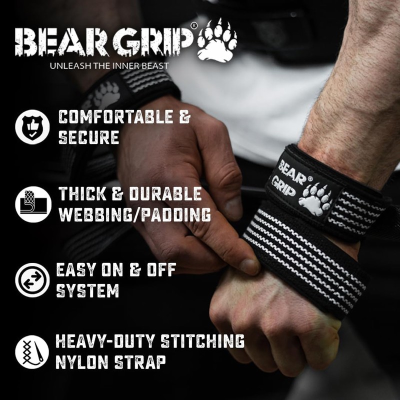 BEAR GRIP - High Quality Figure-8 Weight Lifting Straps (Sold