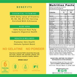 Alfa Vitamins Aloe Vera Drink Original Flavor - Natural Pulp - 34 Ounce - 6 Pack (Mango)