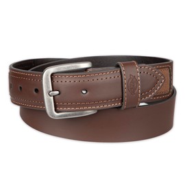 Dickies Men's Leather Canvas Inlay Belt, Brown, Medium
