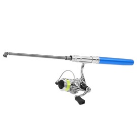 Fishing Rod Kit, Pocket Retractable Portable Pen Shape Fishing Pole Reel Wheel Combo for Saltwater Freshwater Fishing (Blue)