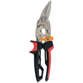 Fiskars PowerGear Aviation Snip Left Cut, 40% More Power, Length 24,7cm, Heat-Treated Steel Blade/Plastic Handle, Black/Red/Orange, 1027209