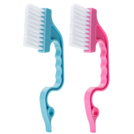 Slick- Window Track Cleaning Brush, 2 Pack, Blue/Pink Ergonomic Handle, Built-in Scraper, Multipurpose, Window Track Cleaning Tools