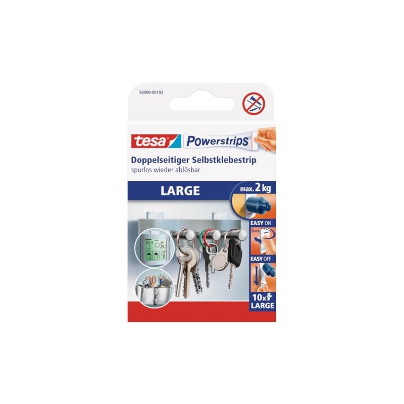 Tesa Powerstrips Large, white, 58000-00102