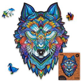UNIDRAGON Wooden Jigsaw Puzzles Majestic Wolf 185 Pieces M