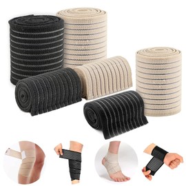 Ideal Swan Compression Bandage, 6 Pieces Elastic Wrap Knee Support Brace, Breathable Ankle Support Brace Knee Bandage Calf Support, Knee Brace Support For Women Men Sports, Running