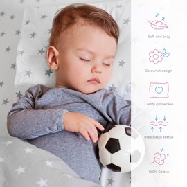 Baby Comfort 2 Piece Duvet Cover & Pillowcase 80x70 cm Set for Crib, Cradle or Pram (Pink Stars)