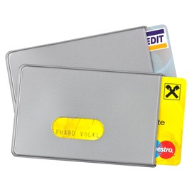 BE-HOLD 2 x RFID protective cases, ideal credit card sleeves for protection against data thieves, silver, Classic