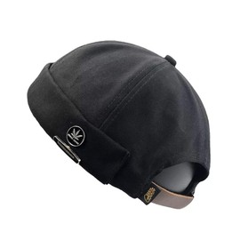 CMUNDLJQ Evetin Docker Hat Adjustable Sailor Hat Harbour Hat Biker Cap Baseball Cap Docker Cap Wearable Hat Brimless Hat Rolled Cuff Harbour Hat (010 Black), black