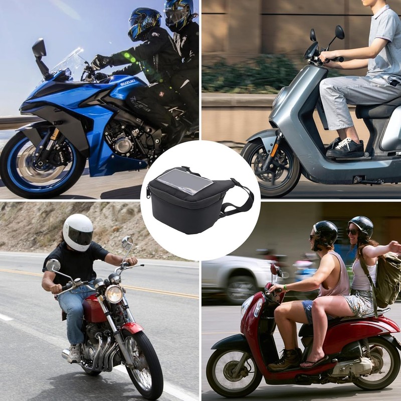 Motorcycle Handlebar Bag, Large Storage Black Motorcycle Tank Bag Front,