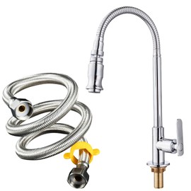 Kitchen Swivel Faucet with Cold Water Hose, Stainless Steel (AA)