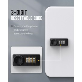 Uniclife 28-Key Steel Key Cabinet with Combination Lock Wall Mounted Key Organizer with Resettable Code White Digital Security Box with Hooks and Large Key Tag Labels Identifiers in 5 Assorted Colors