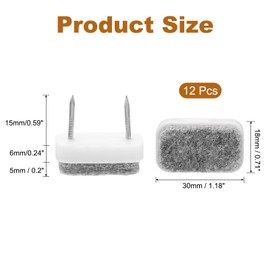 QUARKZMAN Pack of 12 Nail-on Felt Furniture Glides, Rectangular Felt Pads, Furniture Sliders, Floor Protectors for Wooden Furniture, Table, Sofa, Chair Leg (18 mm, White)