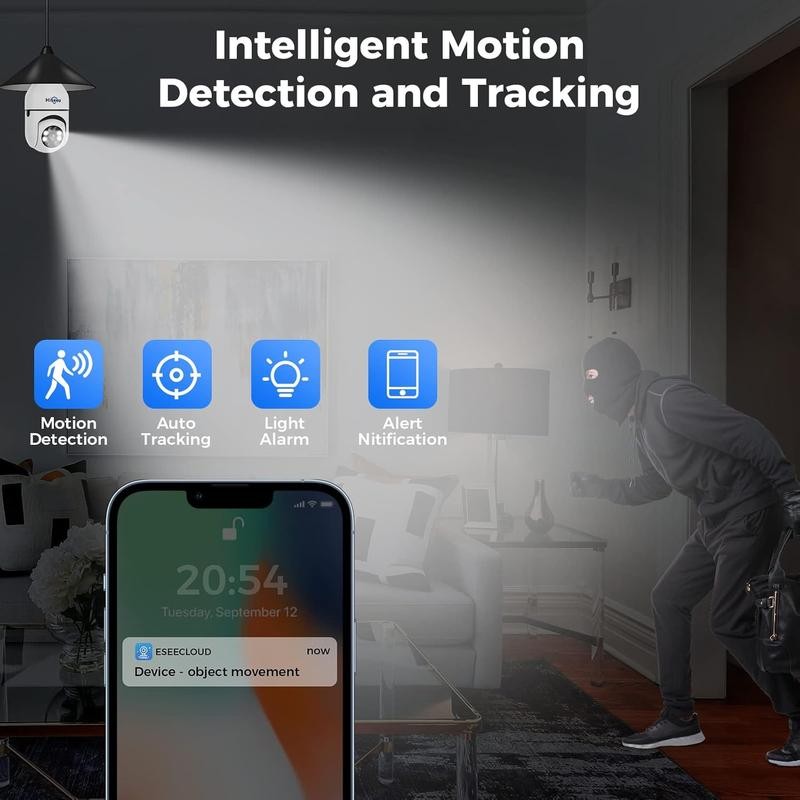 Hiseeu 360° View Wireless Light Bulb Camera, 2.4GHz & 5GHz