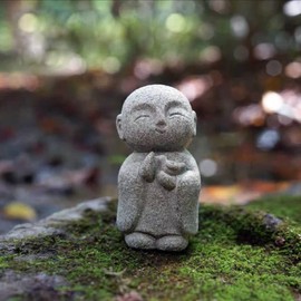 RemeeHi Jizo Set Healing Cute Small Figurine Prayer Jizo Sama Protection God Granite Happy Wishes Good Edge Cute Granite Buddha Statue (Innocence Like Children)