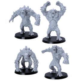 Forged Terrain Mountain Trolls Miniature Set – 4 Fantasy Monster Models | 28mm-32mm Scale | Unpainted Resin Figures for Tabletop RPGs, D&D, Wargaming, Pathfinder