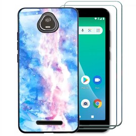 Ranyi for SCHOK Volt SV55 SV55216 Case with Screen Protector, Marble Slim TPU Case with Screen Protector 360 Full Body Shock Absorbing Marble Protection Case for SCHOK Volt SV55 SV55216 -Blue