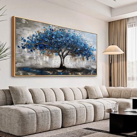 hyidecorart Canvas Wall Art For Office Abstract Wall Decoration For Living Room Bedroom Decor Tree Panoramic Landscape Wall Paintings Wood Framed Prints Textured Pictures Artwork Modern Hotel Decor