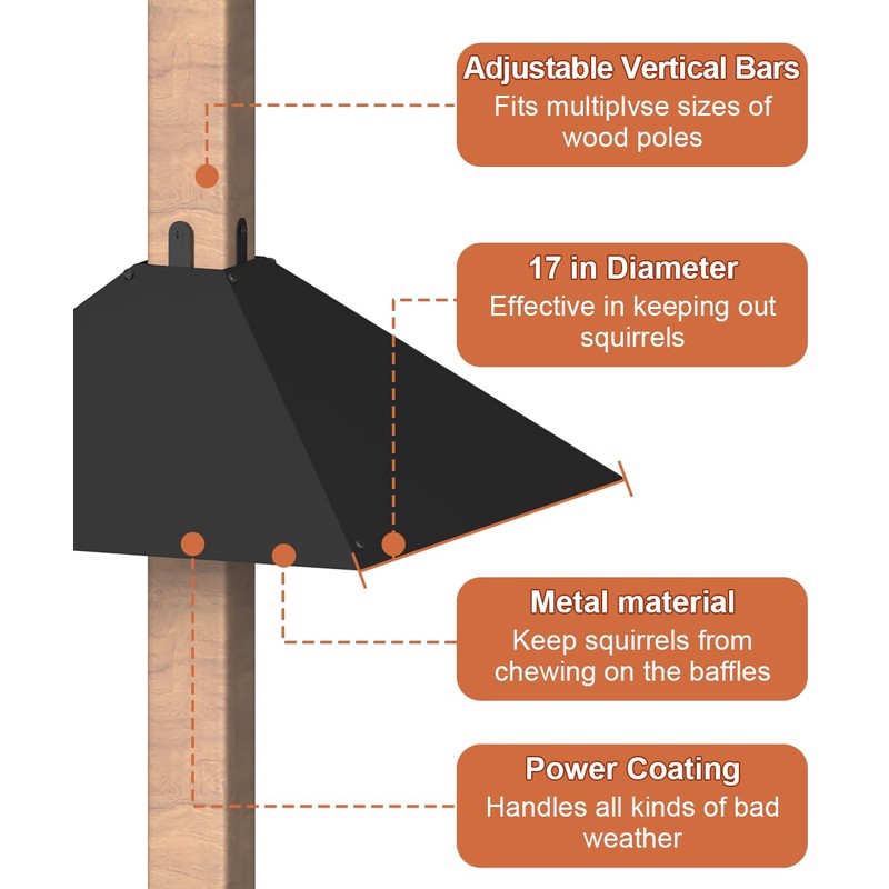 Khordin Metal Squirrel Baffle for 4x4 Post, Outside Wooden Pole