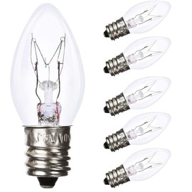 ALSHKASS C715W E12 Bulbs, Replacement Bulb for Himalayan Salt Lamps/Night Lights,Dimmable 2700K Clear,120V Incandescent Candle Bulbs (6-Pack)