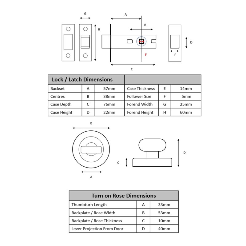 HANDLEZONE® Bathroom Toilet Door Thumb Turn and Release Deadbolt Kit