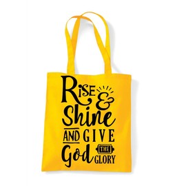 Miammo Rise Shine And Give God Glory Religious Statement cotton tote shopping bag - Yellow