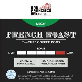 San Francisco Bay Compostable Coffee Pods - DECAF French Roast (36 Ct) K Cup Compatible including Keurig 2.0, Dark Roast, Swiss Water Processed