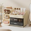 UFORU Makeup Organizer for Vanity with Brush Holder, Countertop Skincare