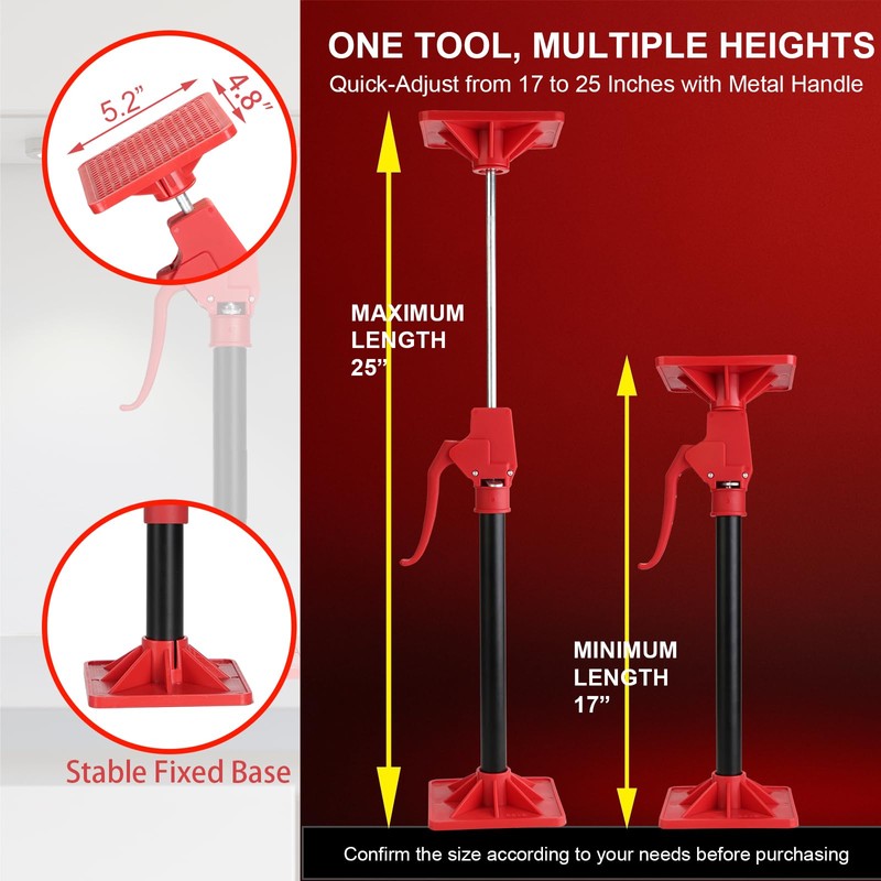 2 Pack Adjustable Support Pole – Cabinet Jacks for Installing