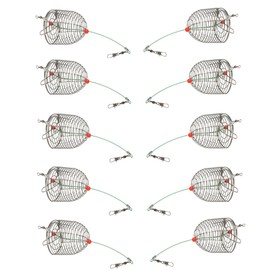 10Pcs/Pk Carp Fishing Bait Trap Cage Feeder Basket Holder Coarse Lure Feeder Carp Fishing Tackle Kit,Size L/M/S Available (M)