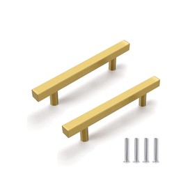 SYDARSYN Pack of 2 Gold Cabinet Handles T Kitchen Handles Stainless Steel Furniture Handles Bar Handle Kitchen Cabinet Door Handles Pull Handles Drawer Handles Bar Handle Kitchen Knobs 192 mm