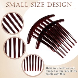 Operitacx 6Pcs French Hair Combs for Women - Vintage Bridal Side Combs with 7 Teeth, Frizz Hair Clips for Updo, Bun, Twist & Braided Styles