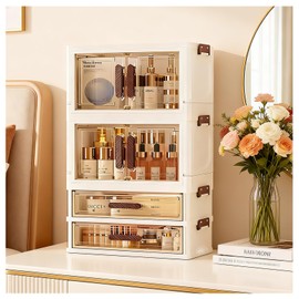 LiliGloris Makeup Organizer with Drawers & Compartments, Modular Stackable Cosmetic Skincare & Jewelry Storage Box, Vanity Organizer with Magnetic Closure for Bathroom, Office, Dorm