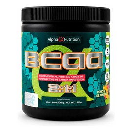 BCAA 211 Alpha Nutrition Aminoacidos 500 grs 100 Porciones Sabor Ponche de Frutas