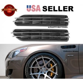 SDeelCase 2 Pcs 9.5" x 2" ABS Decor Black Fender Grill Intake Air Vent For Honda Acura