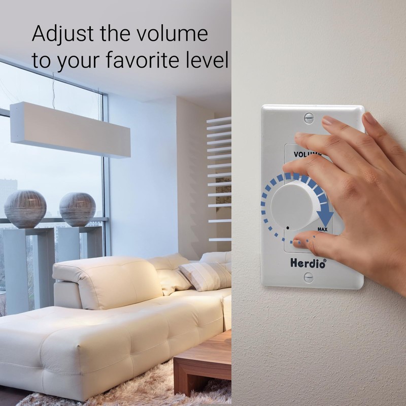 Herdio 100W Volume Control Knob for Speakers, Flush in Wall