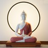 QINLANG 12 inch Red Buddha Statue and 15.74 inch LED