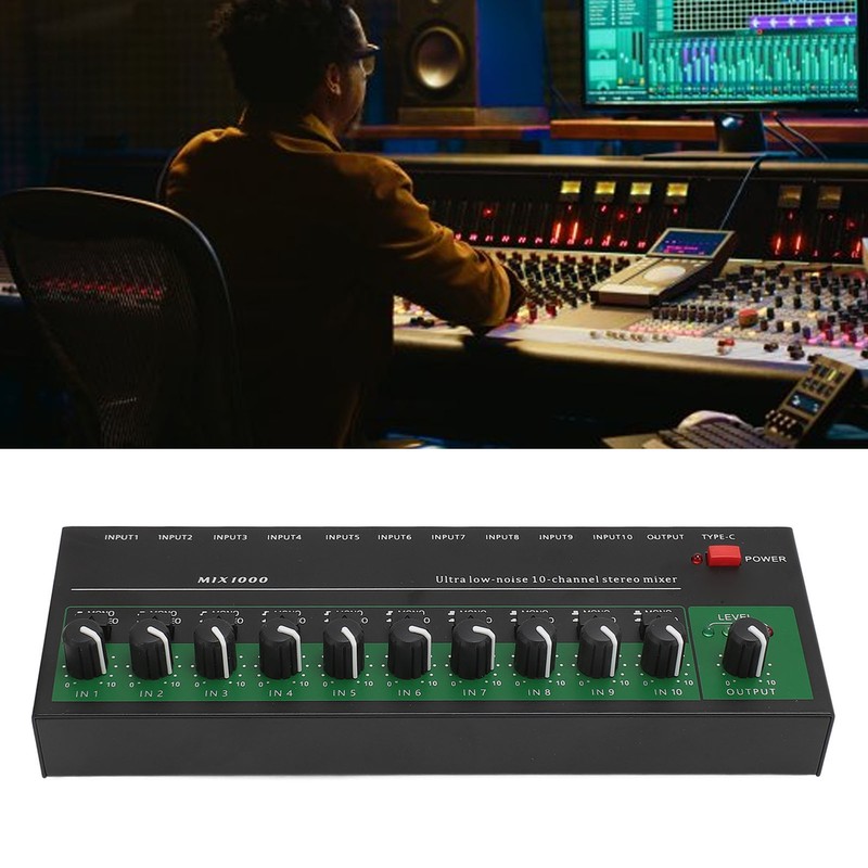 10 Channel Sound Mixer Independent Volume Control Knob Professional Multichannel